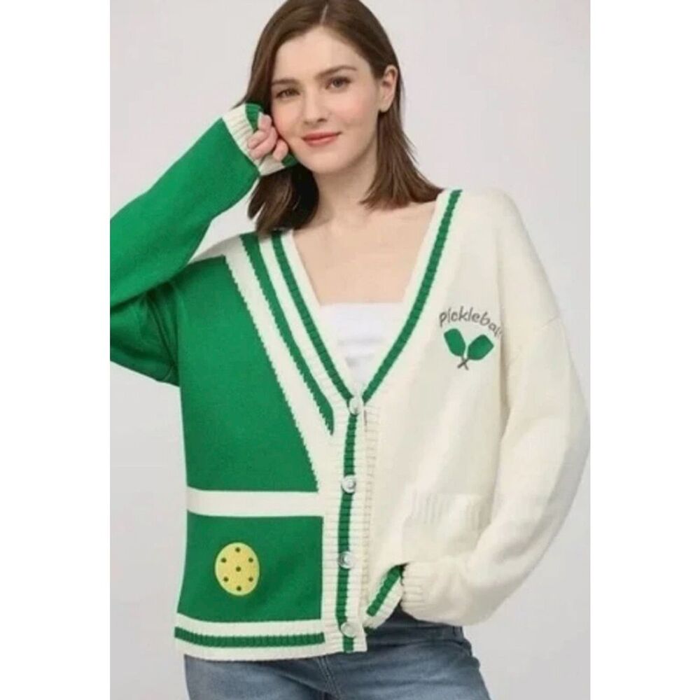 FATE Pickleball Embroidered Cardigan Sweater Small NWOT. flawless